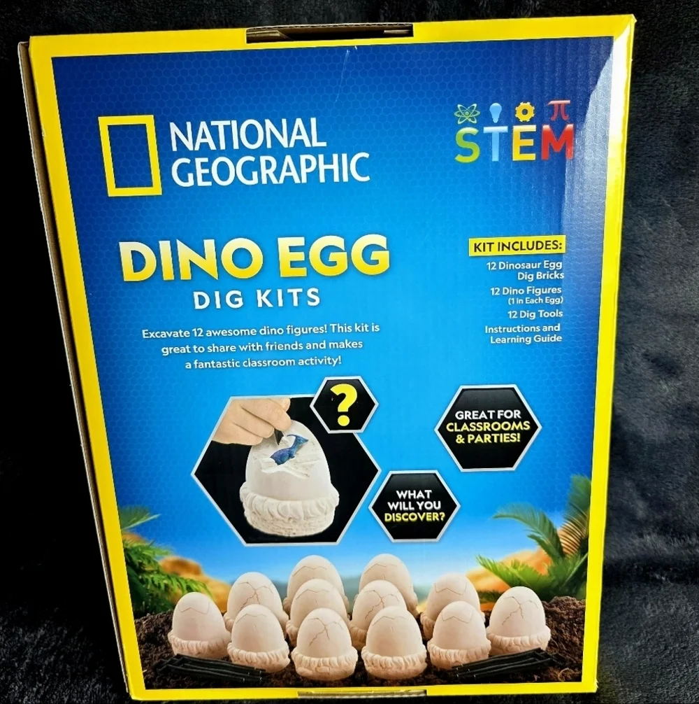 New National Geographic Dino Egg Dig Kits 12 Dinosaur Egg Dig Bricks, 12 Figure